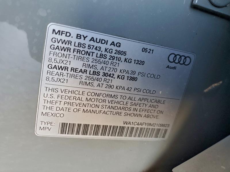 Продажа на аукционе авто 2021 Audi Sq5, vin: WA1C4AFY9M2109923, номер лота: 96187945