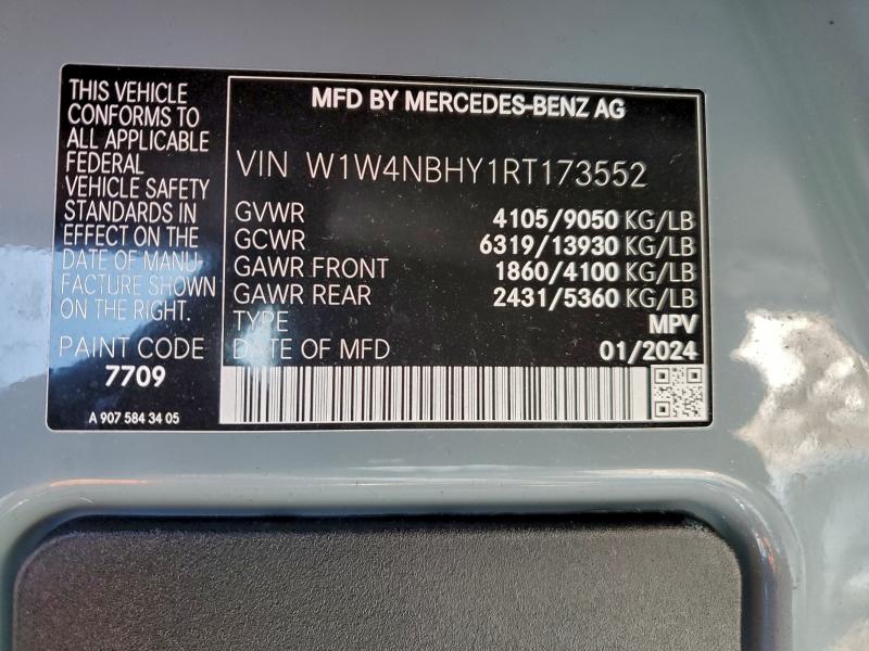 2024 Mercedes-benz Sprinter მანქანა იყიდება აუქციონზე, vin: W1W4NBHY1RT173552, აუქციონის ნომერი: 95034955