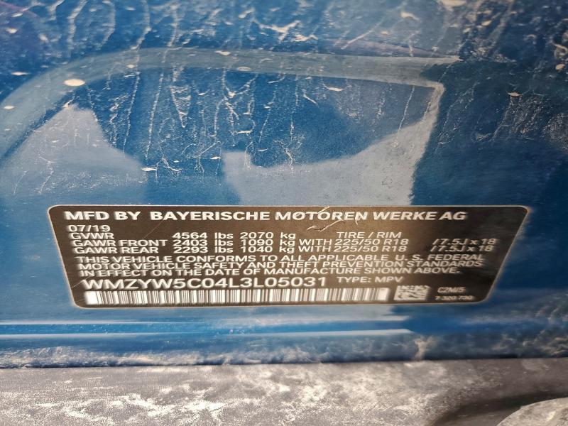 98735485 :رقم المزاد ، WMZYW5C04L3L05031 vin ، 2020 Mini Cooper Cou مزاد بيع