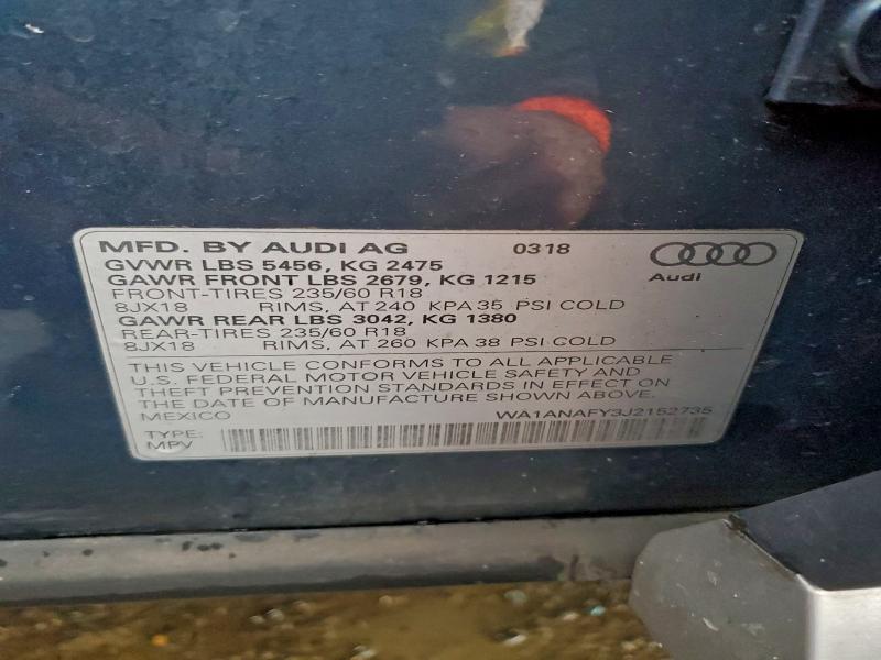 Продажа на аукционе авто 2018 Audi Q5, vin: WA1ANAFY3J2152735, номер лота: 97508395