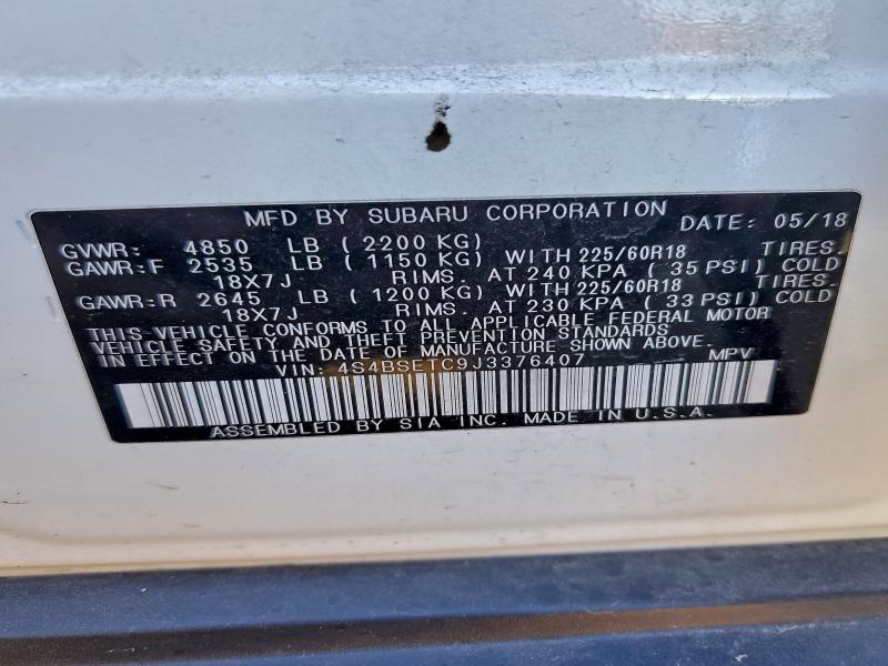 Aukcja sprzedaży 2018 Subaru Outback, vin: 4S4BSETC9J3376407, numer aukcji: 94221405