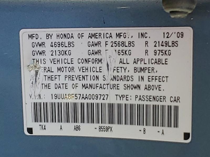 Aukcja sprzedaży 2010 Acura Tl, vin: 19UUA8F57AA009727, numer aukcji: 96174435