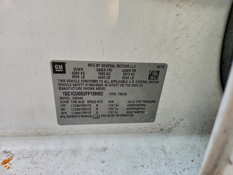 2015 Chevrolet Silverado მანქანა იყიდება აუქციონზე, vin: 1GC1CUEG2FF138962, აუქციონის ნომერი: 97440435