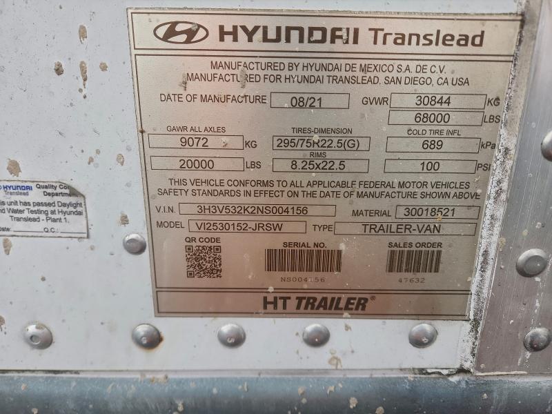 Продажа на аукционе авто 2022 Hyundai Dry Van Tr, vin: 3H3V532K2NS004156, номер лота: 93897155