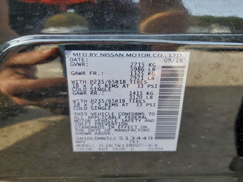 97027755 :رقم المزاد ، 5N1DL0MN5LC513449 vin ، 2020 Infiniti Qx60 Luxe مزاد بيع