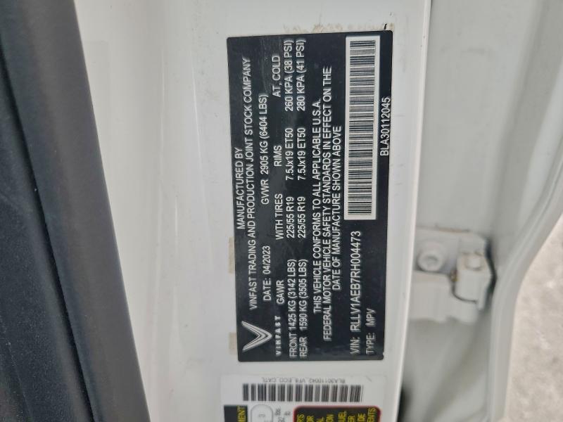 Продажа на аукционе авто 2024 Vinfast Trading And Produ Vf 8 Eco, vin: RLLV1AEB7RH004473, номер лота: 98399965