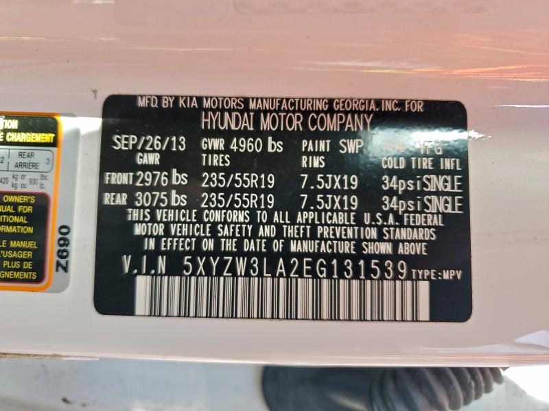 75002775 :رقم المزاد ، 5XYZW3LA2EG131539 vin ، 2014 Hyundai Santa Fe S مزاد بيع