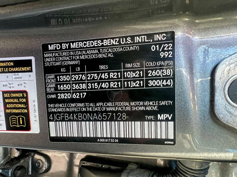 Aukcja sprzedaży 2022 Mercedes-benz Gle 350 4m, vin: 4JGFB4KB0NA657128, numer aukcji: 96820785