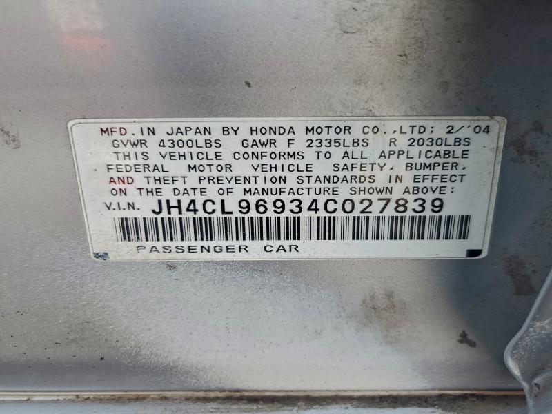 Продажа на аукционе авто 2004 Acura Tsx, vin: JH4CL96934C027839, номер лота: 97261085