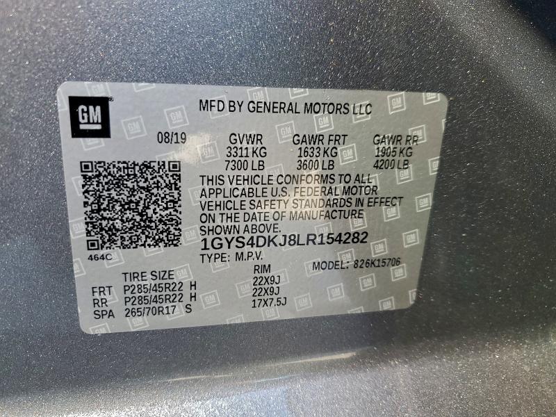 Продаж на аукціоні авто 2020 Cadillac Escalade, vin: 1GYS4DKJ8LR154282, номер лоту: 96580355