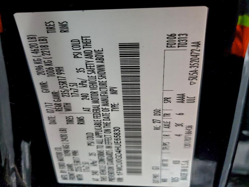 Aukcja sprzedaży 2017 Ford Escape Se, vin: 1FMCU0GD4HUE65830, numer aukcji: 98158425