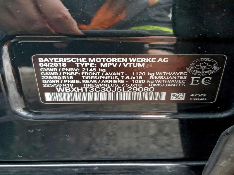 97296865 :رقم المزاد ، WBXHT3C30J5L29080 vin ، 2018 Bmw X1 مزاد بيع