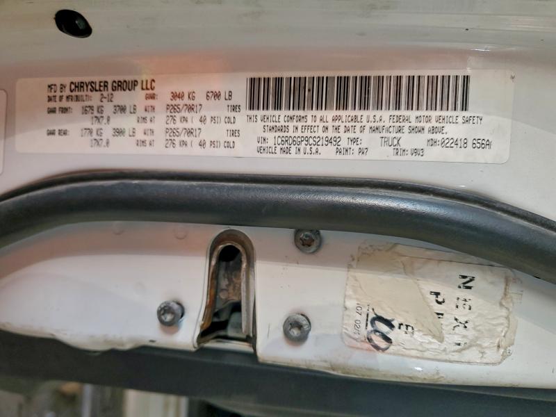 2012 Dodge Ram 1500 მანქანა იყიდება აუქციონზე, vin: 1C6RD6GP9CS219492, აუქციონის ნომერი: 95907375