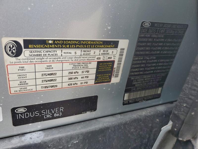 97416365 :رقم المزاد ، SALWR2TF0FA628678 vin ، 2015 Land Rover Range Rove مزاد بيع