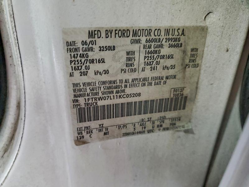 Продажа на аукционе авто 2001 Ford F150, vin: 1FTRW07L11KC05208, номер лота: 94072005