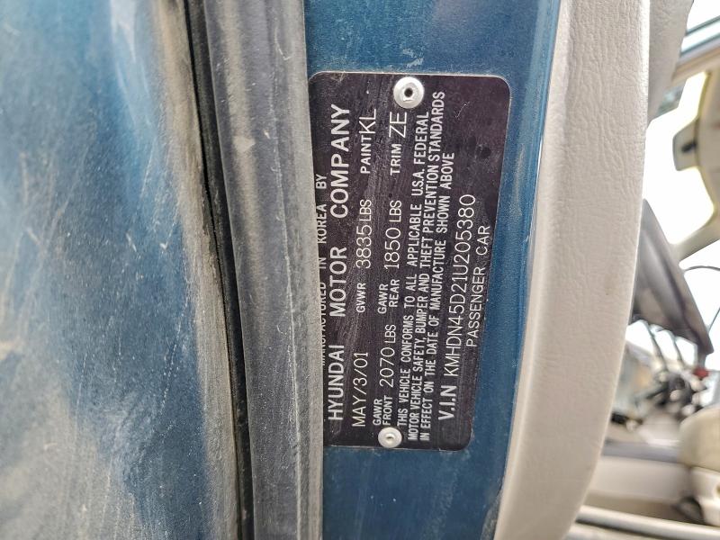 97343185 :رقم المزاد ، KMHDN45D21U205380 vin ، 2001 Hyundai Elantra مزاد بيع