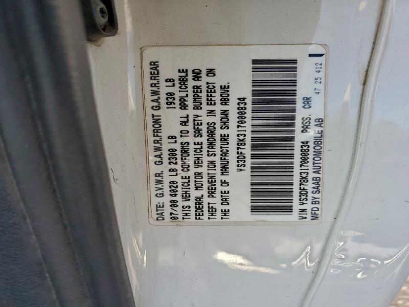 Продаж на аукціоні авто 2001 Saab 9-3, vin: YS3DF78K317000834, номер лоту: 97873865