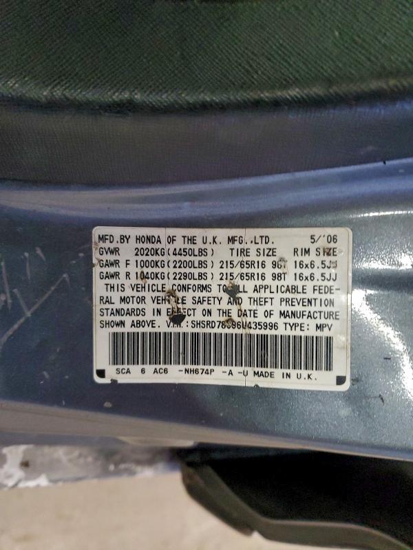 Продаж на аукціоні авто 2006 Honda Cr-v Se, vin: SHSRD78996U435996, номер лоту: 96882835