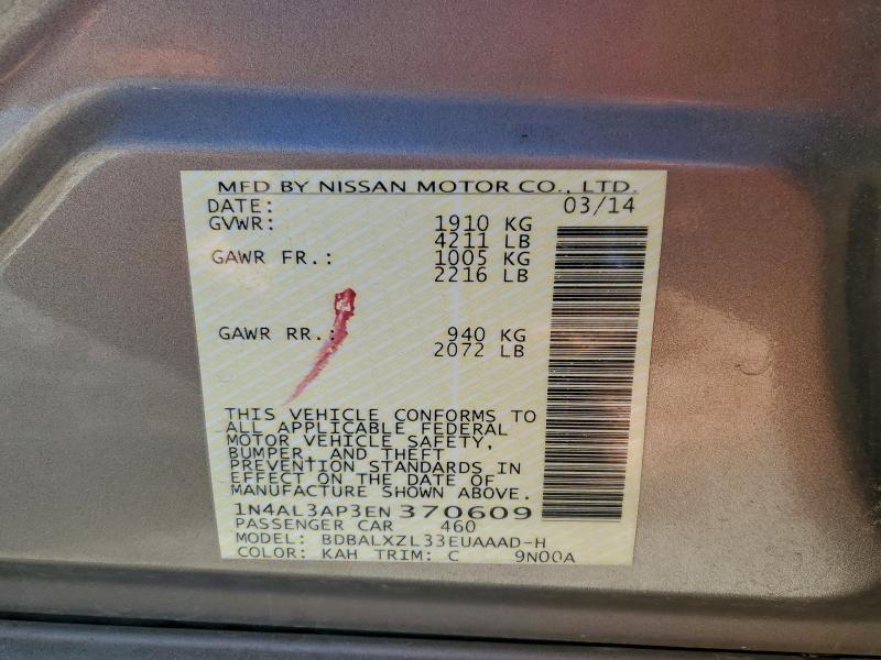 97009135 :رقم المزاد ، 1N4AL3AP3EN370609 vin ، 2014 Nissan Altima مزاد بيع