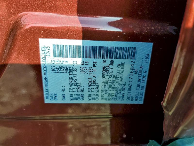 97233545 :رقم المزاد ، 5N1BT3BA2TC716842 vin ، 2026 Nissan Rogue مزاد بيع