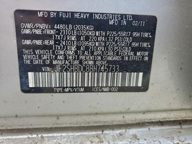 Продажа на аукционе авто 2011 Subaru Forester, vin: JF2SHBDC8BH745733, номер лота: 96054315