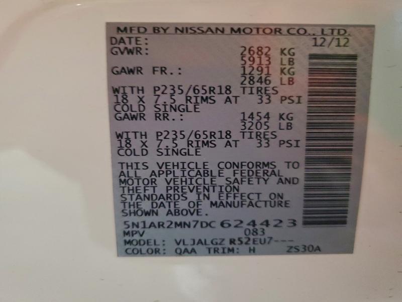 Aukcja sprzedaży 2013 Nissan Pathfinder, vin: 5N1AR2MN7DC624423, numer aukcji: 96621655