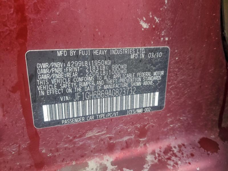 Aukcja sprzedaży 2010 Subaru Impreza, vin: JF1GH6B69AG823732, numer aukcji: 96981405