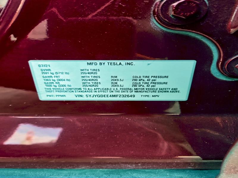 Aukcja sprzedaży 2021 Tesla Model Y, vin: 5YJYGDEE4MF232649, numer aukcji: 97249035