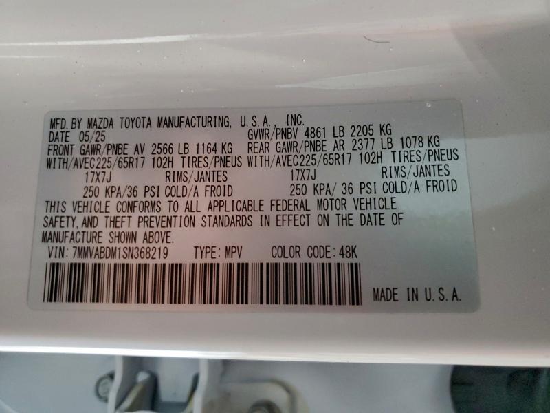 95231655 :رقم المزاد ، 7MMVABDM1SN368219 vin ، 2025 Mazda Cx-50 مزاد بيع