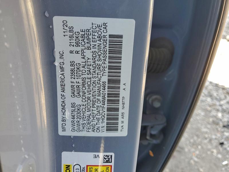 Продаж на аукціоні авто 2021 Honda Accord, vin: 1HGCV1F44MA014466, номер лоту: 94324265