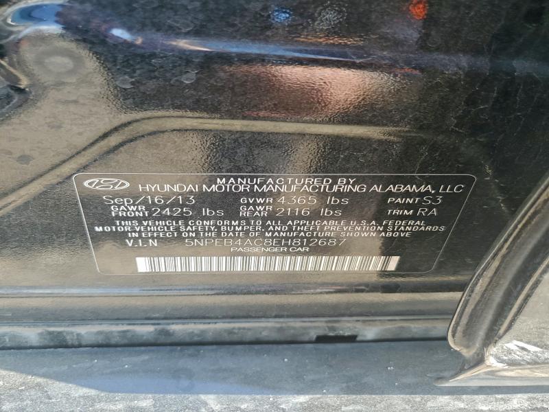 2014 Hyundai Sonata Gls მანქანა იყიდება აუქციონზე, vin: 5NPEB4AC8EH812687, აუქციონის ნომერი: 93525785