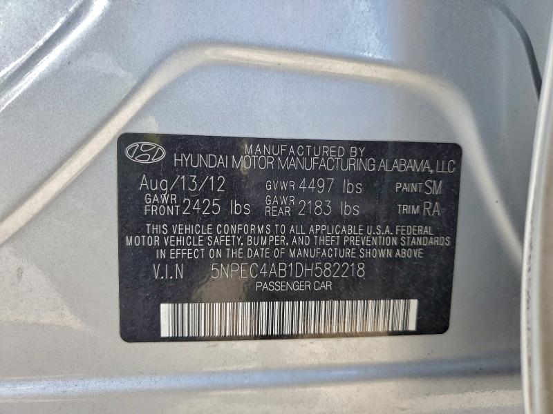 2013 Hyundai Sonata მანქანა იყიდება აუქციონზე, vin: 5NPEC4AB1DH582218, აუქციონის ნომერი: 95010065