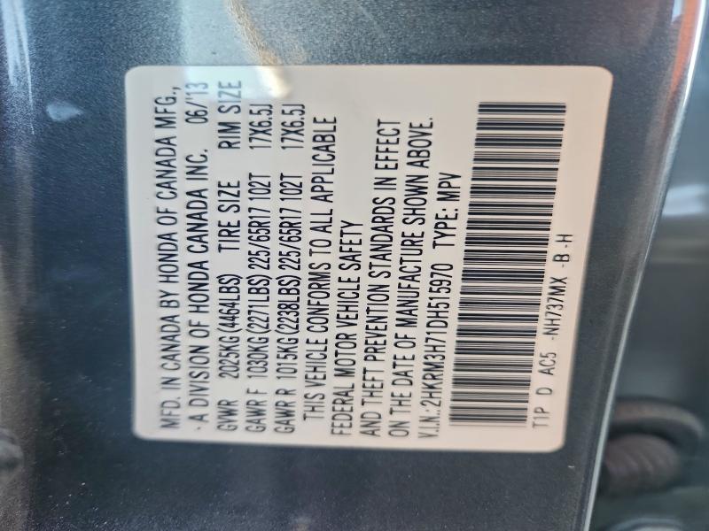 Aukcja sprzedaży 2013 Honda Cr-v, vin: 2HKRM3H71DH515970, numer aukcji: 97877135