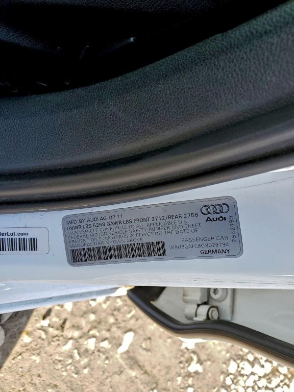 Auction sale of the 2012 Audi A6, vin: WAUBGAFC8CN029794, lot number: 94905595