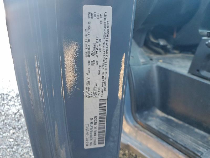99549755 :رقم المزاد ، 3C6URVJG0LE139743 vin ، 2020 Ram Promaster مزاد بيع