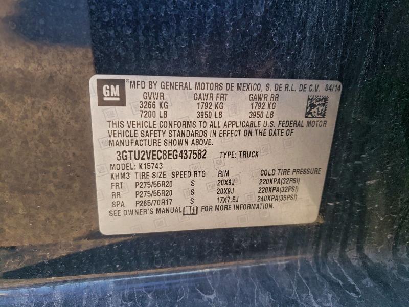 Aukcja sprzedaży 2014 Gmc Sierra, vin: 3GTU2VEC8EG437582, numer aukcji: 97877915