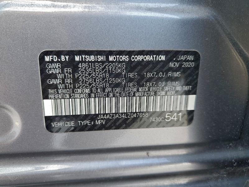 Продаж на аукціоні авто 2020 Mitsubishi Outlander, vin: JA4AZ3A34LZ047658, номер лоту: 96542845