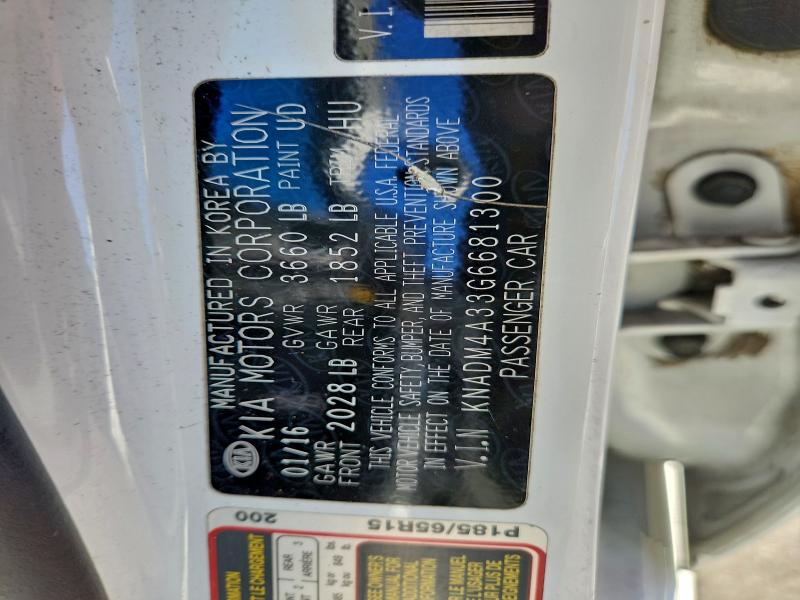 97148735 :رقم المزاد ، KNADM4A33G6681300 vin ، 2016 Kia Rio مزاد بيع