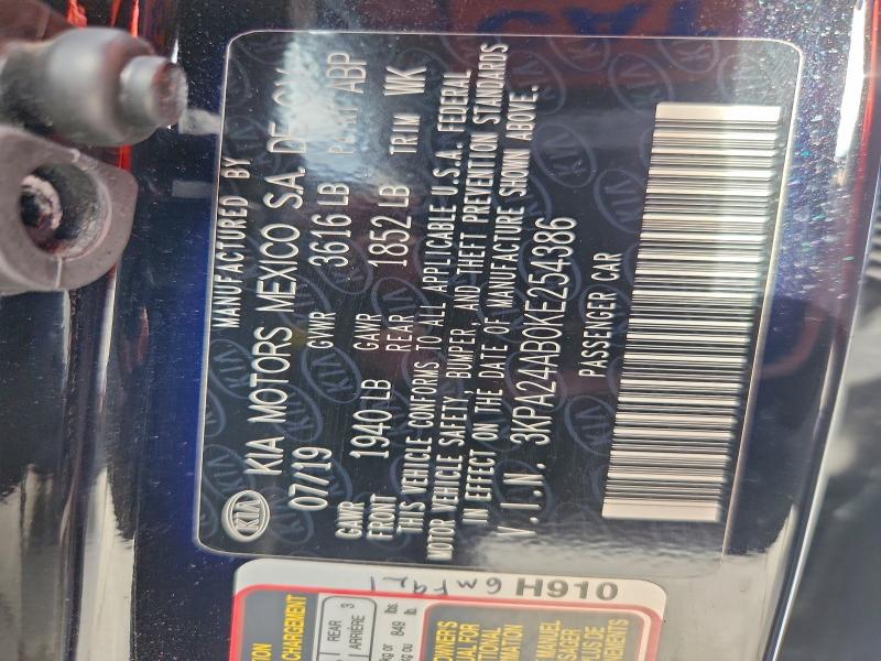 98605745 :رقم المزاد ، 3KPA24AB0KE254386 vin ، 2019 Kia Rio S مزاد بيع