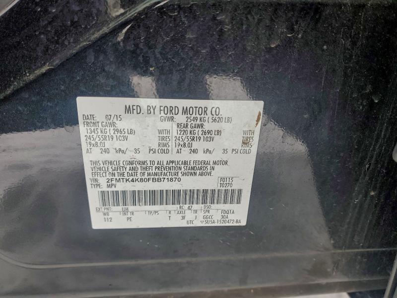 93203465 :رقم المزاد ، 2FMTK4K80FBB71870 vin ، 2015 Ford Edge مزاد بيع