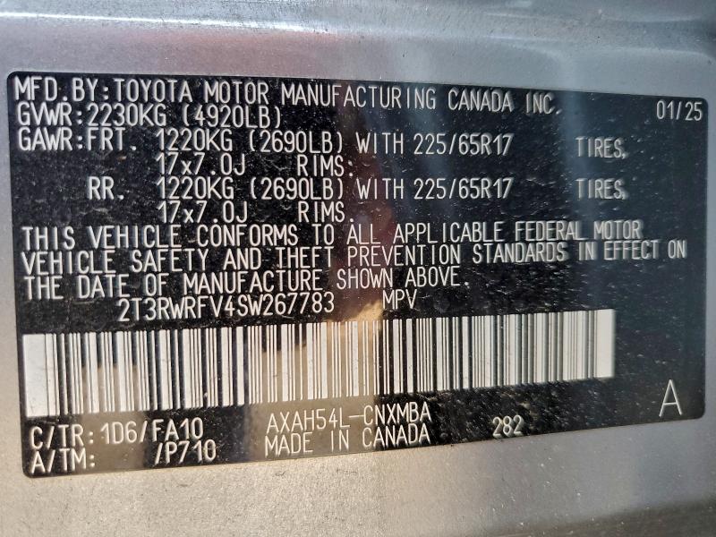 94908045 :رقم المزاد ، 2T3RWRFV4SW267783 vin ، 2025 Toyota Rav4 Hybrid مزاد بيع