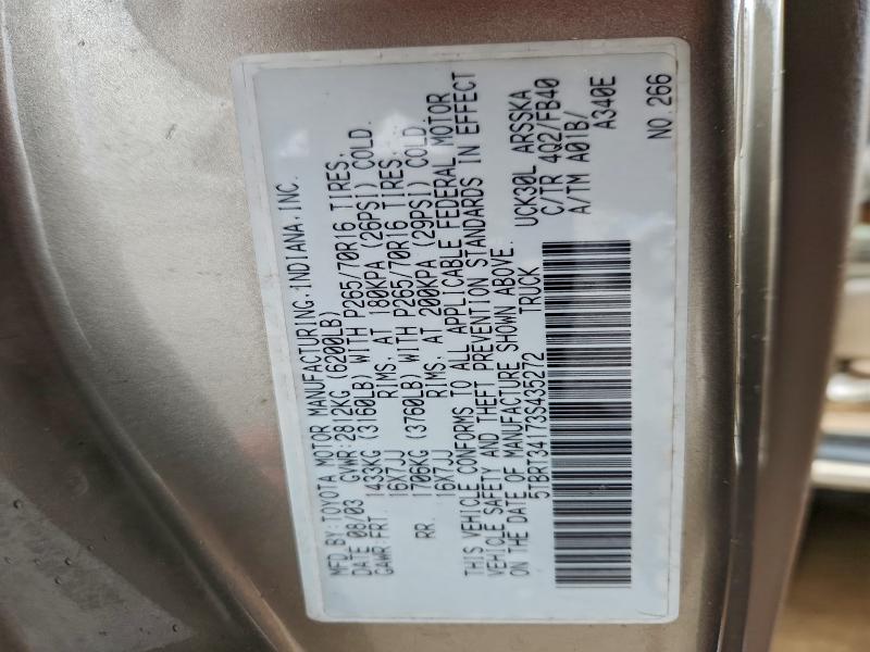 Продаж на аукціоні авто 2003 Toyota Tundra, vin: 5TBRT34173S435272, номер лоту: 96532855