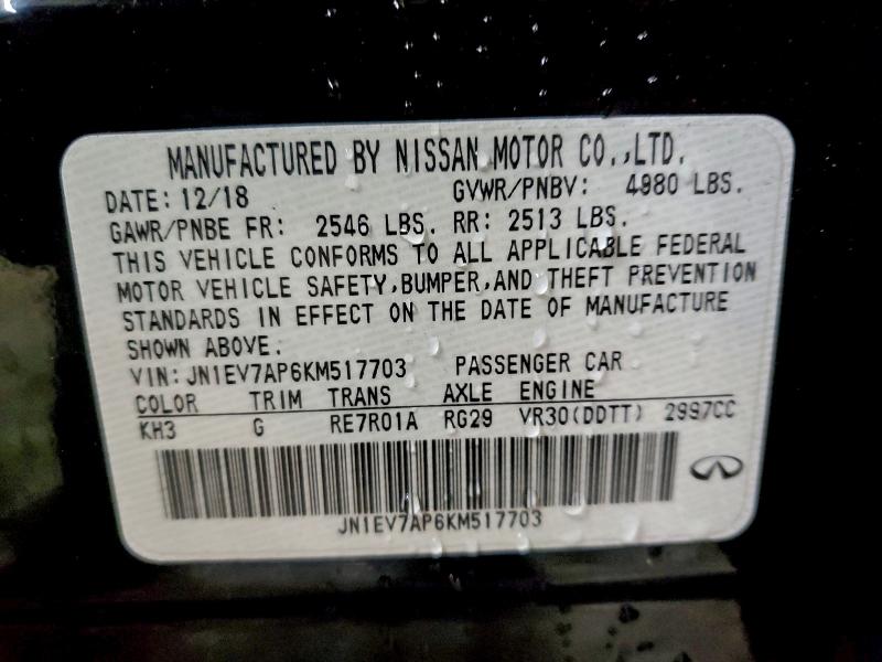 Aukcja sprzedaży 2019 Infiniti Q50, vin: JN1EV7AP6KM517703, numer aukcji: 95126045