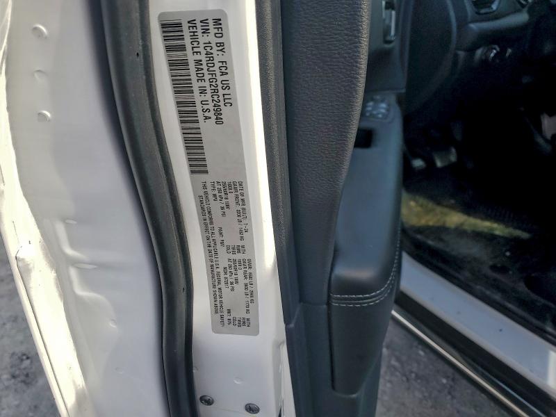 2024 Dodge Durango მანქანა იყიდება აუქციონზე, vin: 1C4RDJFG2RC249840, აუქციონის ნომერი: 92269035