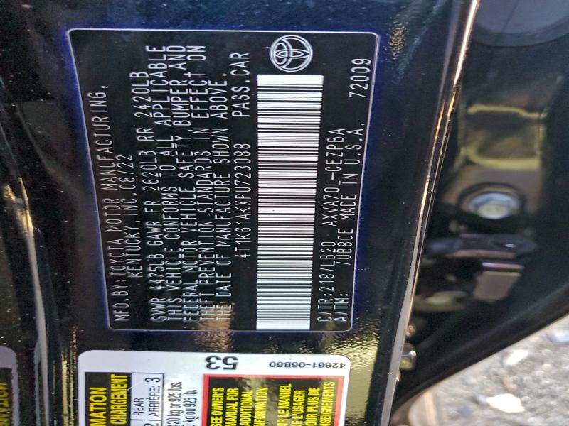 94562025 :رقم المزاد ، 4T1K61AKXPU723088 vin ، 2023 Toyota Camry مزاد بيع
