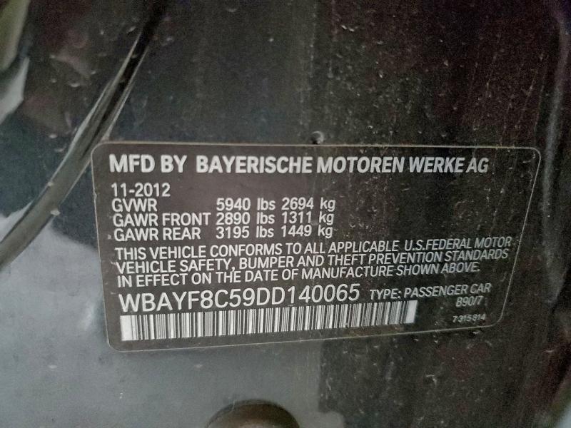 2013 Bmw 750 მანქანა იყიდება აუქციონზე, vin: WBAYF8C59DD140065, აუქციონის ნომერი: 98373035