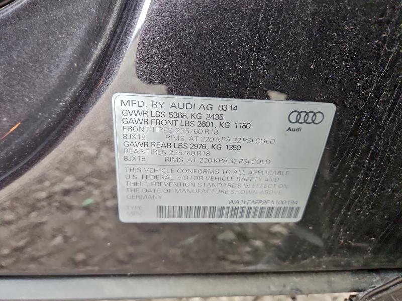 2014 Audi Q5 მანქანა იყიდება აუქციონზე, vin: WA1LFAFP9EA100194, აუქციონის ნომერი: 95553275