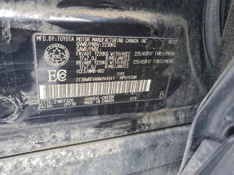Продажа на аукционе авто 2022 Toyota Rav4, vin: 2T3BWRFV4NW144541, номер лота: 95060025