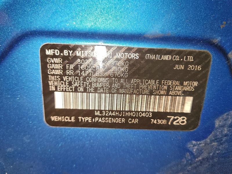 Продаж на аукціоні авто 2017 Mitsubishi Mirage, vin: ML32A4HJ1HH010403, номер лоту: 96905915