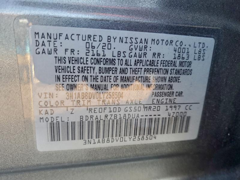 Auction sale of the 2020 Nissan Sentra, vin: 3N1AB8DV0LY258504, lot number: 95139945